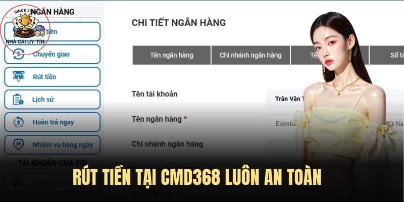 Rút tiền tại CMD368 luôn đảm bảo an toàn 